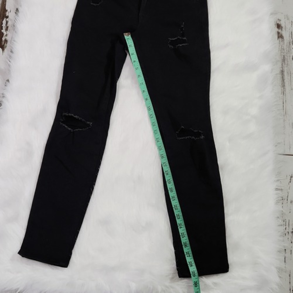 Old Navy -34 Mid-Rise Pop Icon Black Ripped Skinny Jeans 4 - Picture 9 of 9